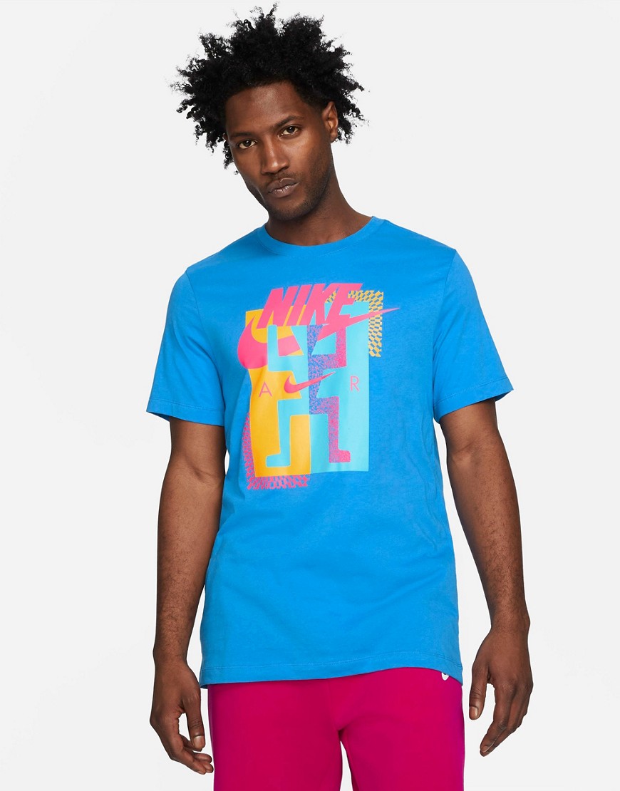 Nike Air Futura festival dancer retro graphic T-shirt in blue-Blues