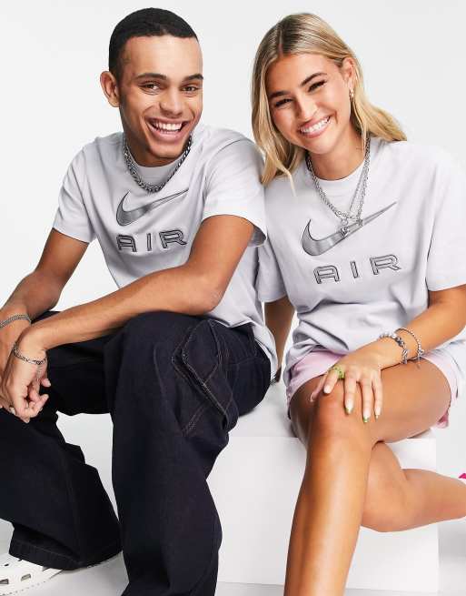 Nike – Air – Grå t-shirt i oversize, boyfriend-modell och unisex-modell med logga