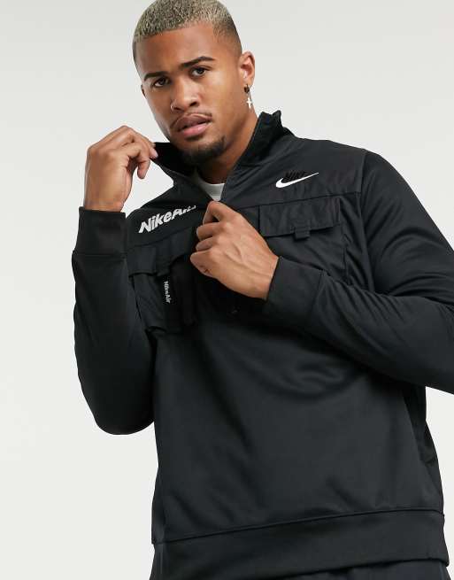 Nike Air half zip overhead fleece in black