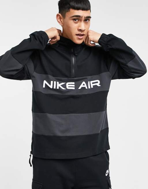 Nike Air half zip overhead stripe sweat in black ASOS