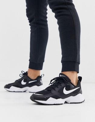 nike white and black air heights