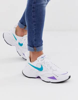 nike white and aqua air heights trainers