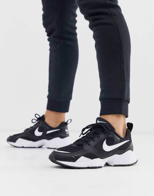 Nike white and hotsell black air heights trainers