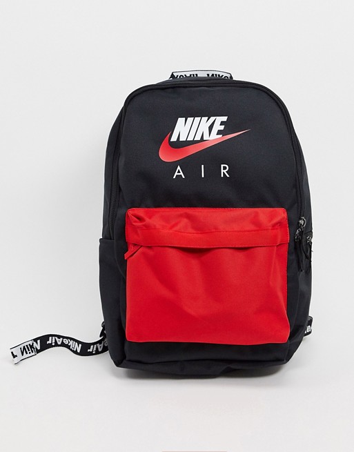 Nike Air Heritage backpack in black/red