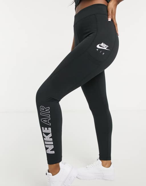 Nike Air high rise leggings in black with calf logo