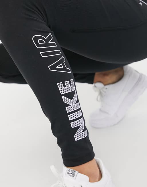 Nike Air high rise leggings in black with calf logo