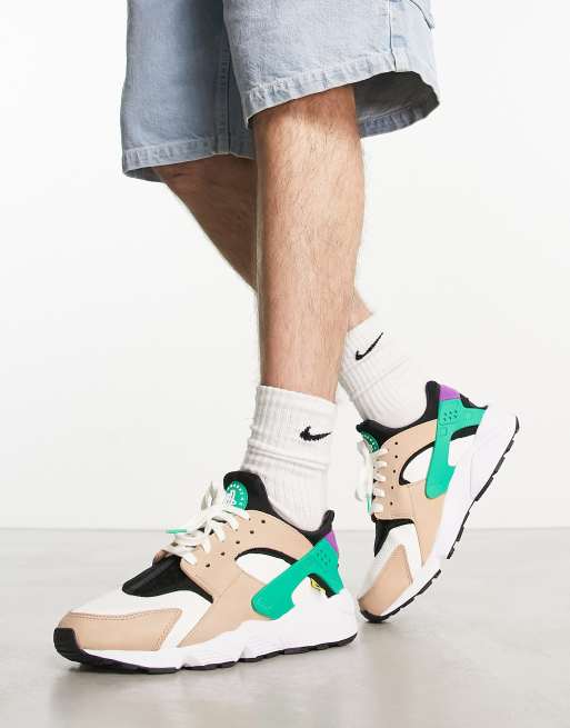 Nike Air Huarache Premium sneakers in stone and white - GRAY | ASOS