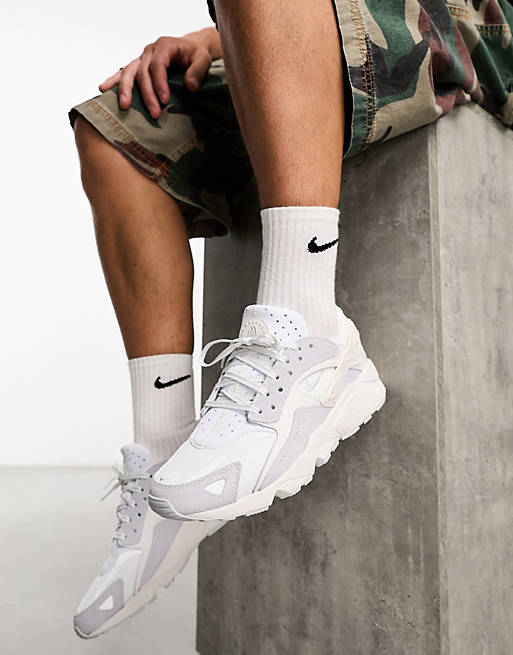 Nike Air Huarache Runner trainers in white and grey