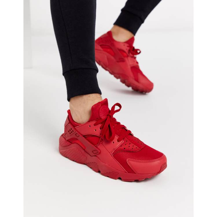 Nike air huarache run red women's casual outlet shoes