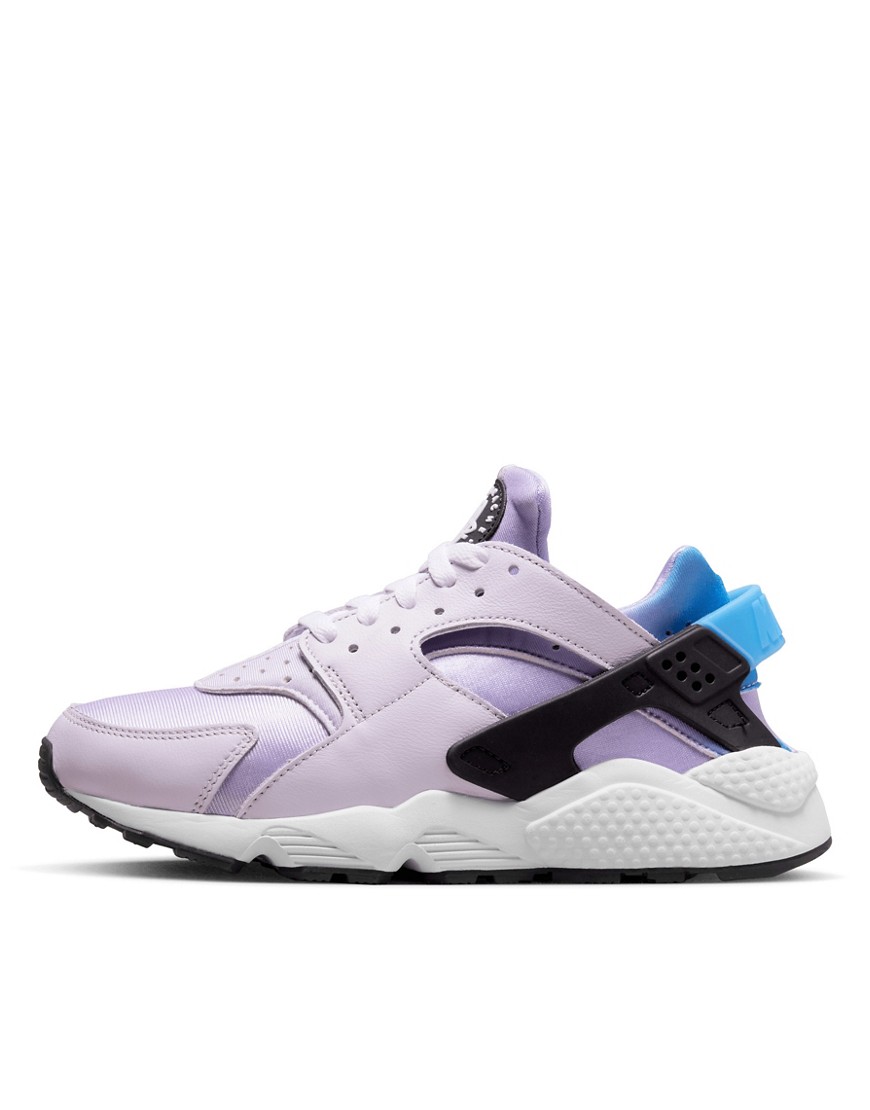 NIKE AIR HUARACHE SNEAKERS IN LILAC, BLACK AND BARELY GRAPE-PURPLE