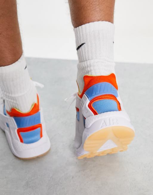 Nike huarache white store orange and blue