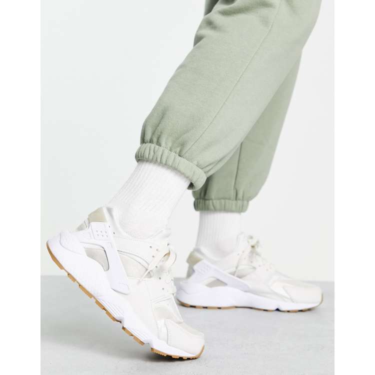 nike huarache tan and white