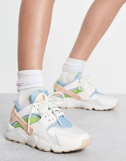 Nike Air Huarache trainers in white and light pastel mix