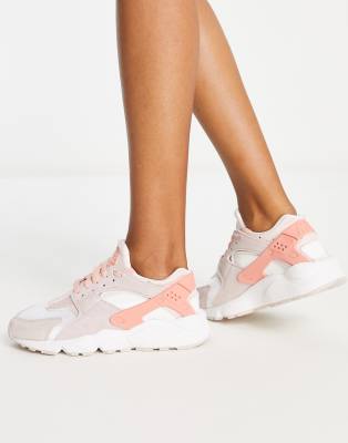 Nike Air Huarache trainers in white and madder root pink ASOS