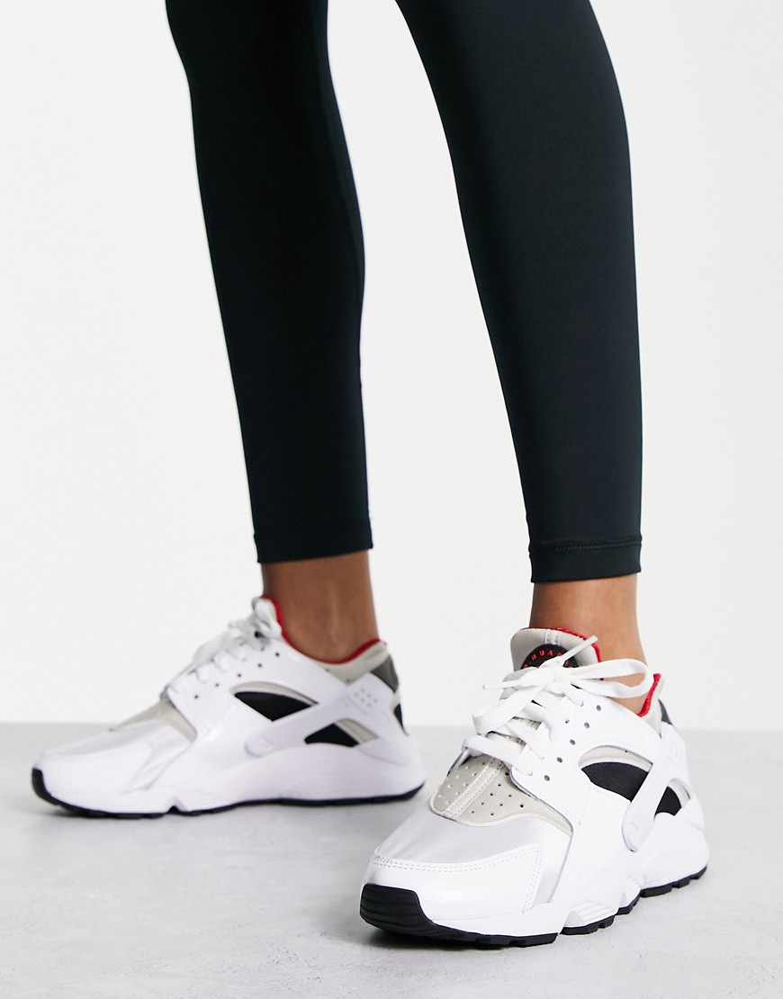 Nike Air Huarache trainers in white, black and grey