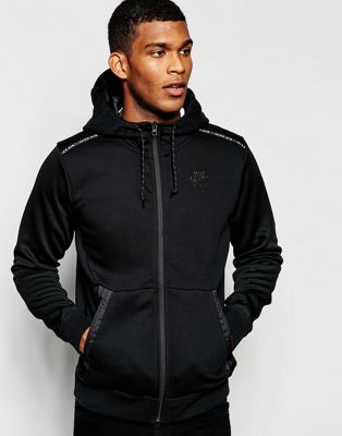 nike air zip through hoodie in black