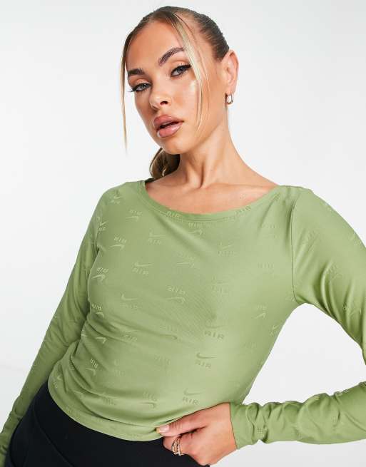 Olive green nike long sleeve outlet shirt