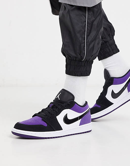 Nike - Air Jordan 1 - Baskets basses - Blanc et violet 553558-125