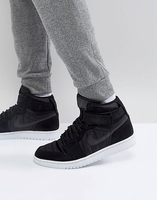 Nike - Air Jordan 1 - Baskets hautes style rétro avec fixation scratch - Noir 342132-004