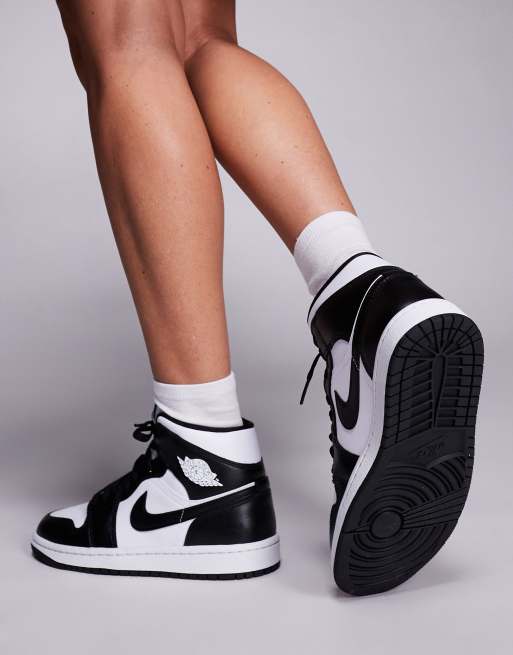 Nike - Air Jordan 1 - Baskets mi-hautes - Blanc et noir  , 3 de 5