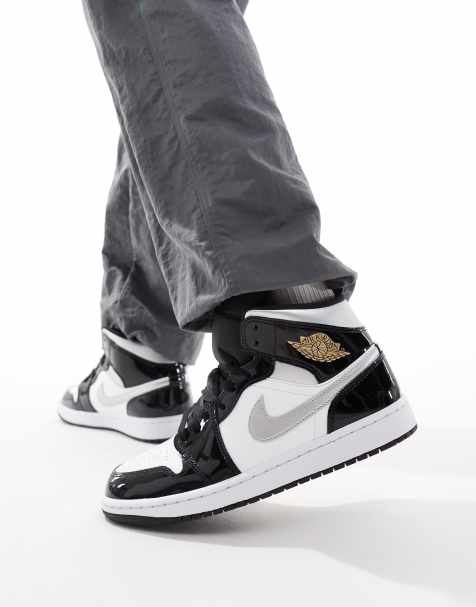 Nike - Air Jordan 1 - Baskets mi-hautes - Blanc, noir et argenté - view 1
