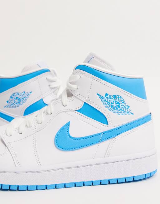 Nike Air Jordan 1 Baskets mi hautes Bleu et blanc