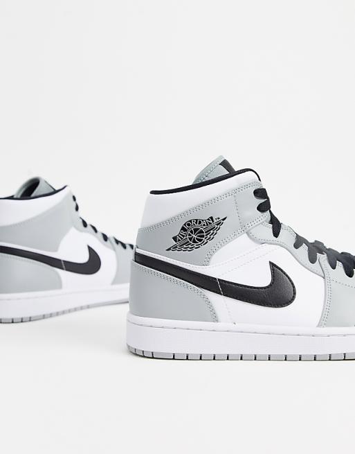 Nike - Air Jordan 1 - Baskets mi-hautes - Gris/blanc Nike - Air Jordan 1 - Baskets mi-hautes - Gris/blanc