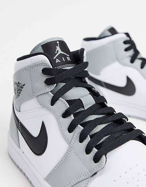 Nike - Air Jordan 1 - Baskets mi-hautes - Gris/blanc