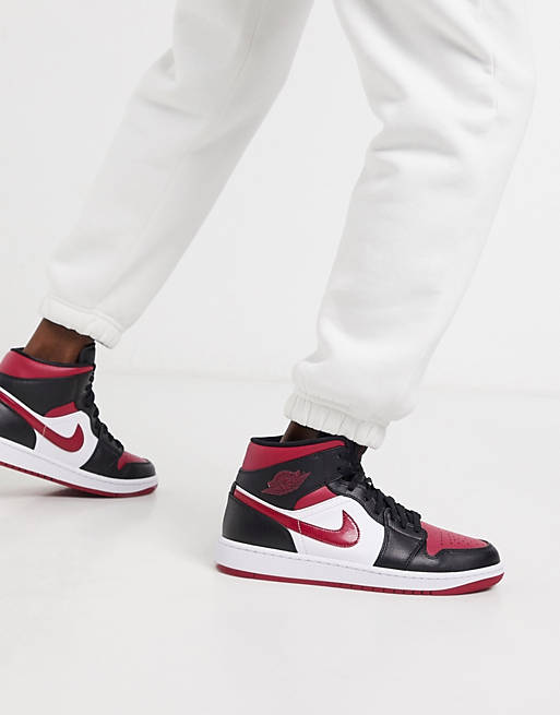 Nike - Air Jordan 1 - Baskets mi-montantes - Argenté et rouge