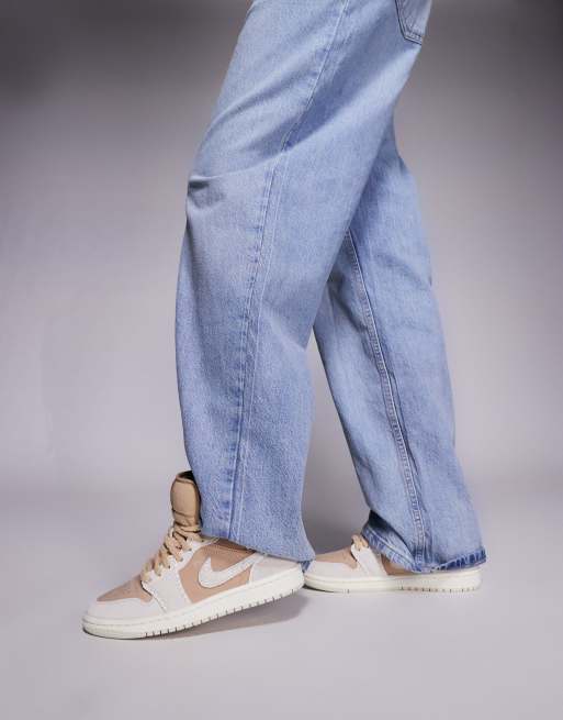 Nike – Air Jordan 1 – Beige sneakers med halvhöga skaft, 3 av 5