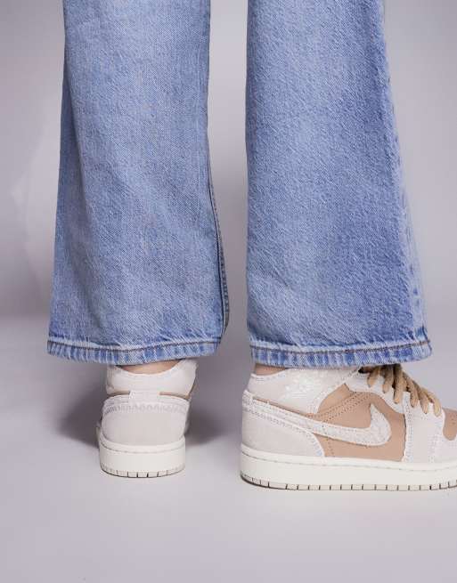 Nike – Air Jordan 1 – Beige sneakers med halvhöga skaft, 5 av 5