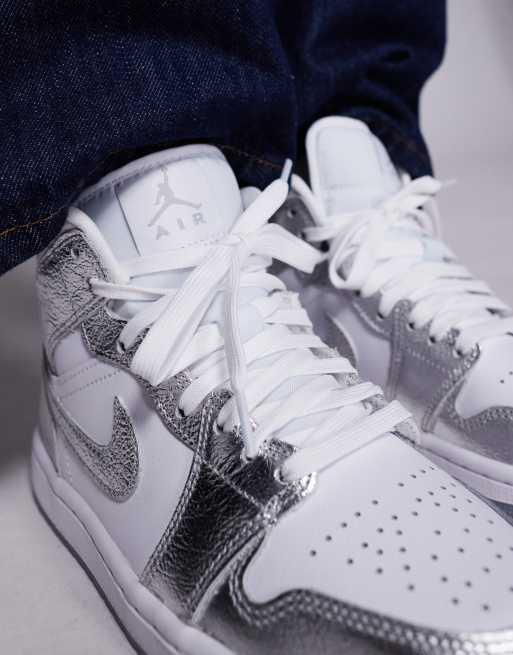 Nike – Air Jordan 1 – Biało-srebrne buty sportowe, 4 z 5