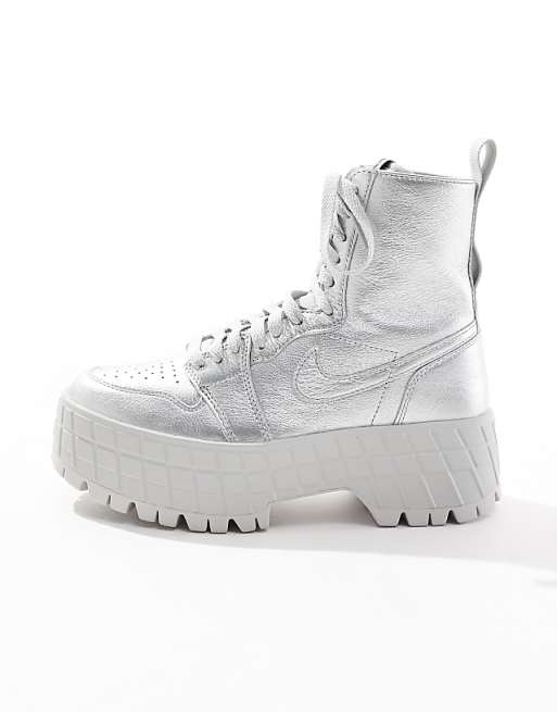 Nike Air Jordan 1 Brooklyn boot in silver and gray | ASOS Nike Air Jordan 1 Brooklyn boot in silver and gray | ASOS