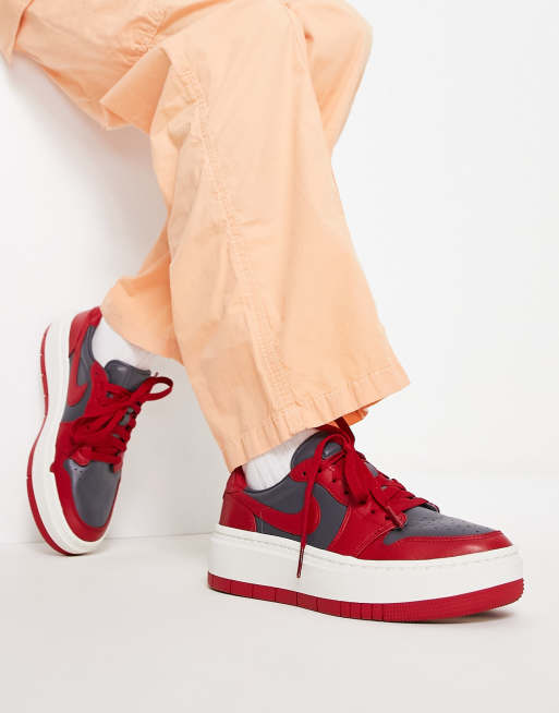 Nike Jordan 1 Low sneakers in red and gray | ASOS