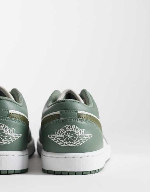 Nike – Air Jordan 1 – Gröna och vita sneakers med låga skaft, 3 av 5