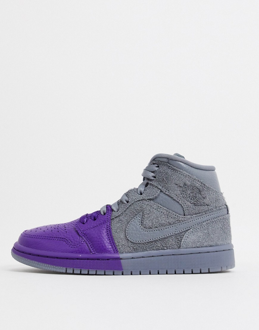 Nike - Air Jordan 1 - Halfhoge sneakers met blauwe en grijze kleurvlakken