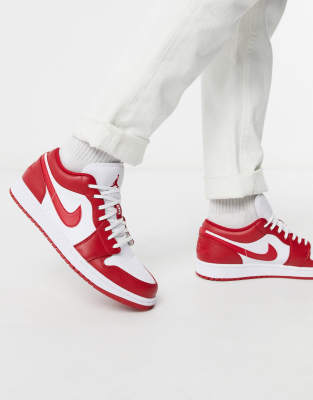 Nike Air - Jordan 1 - Lage sneakers in wit/rood | ASOS