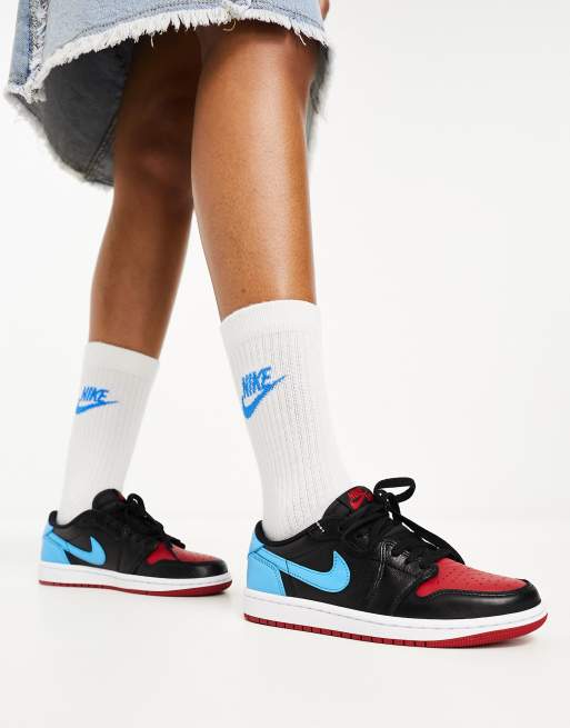 Jordan 1 black hot sale red and blue