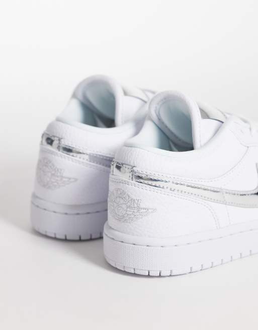 Nike Air Jordan 1 Low SE sneakers in metallic silver and white, 2 of 5