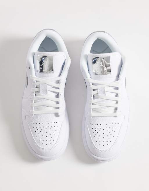 Nike Air Jordan 1 Low SE sneakers in metallic silver and white, 3 of 5