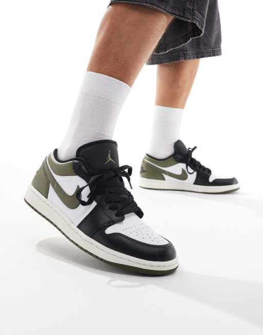 Nike - Air Jordan 1 Low - Sneakers basse bianche, verdi e nere, 3 di 5