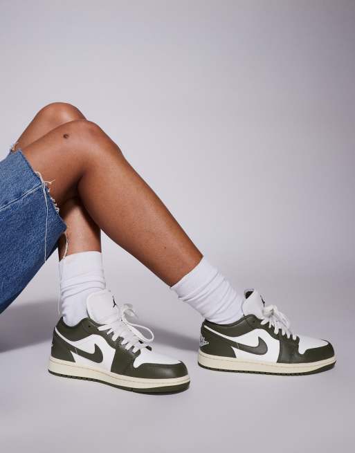 Nike - Air Jordan 1 Low - Sneakers basse color kaki e bianco