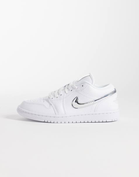 Nike - Air Jordan 1 Low - Sneakers bianco e argento metallizzato - view 1