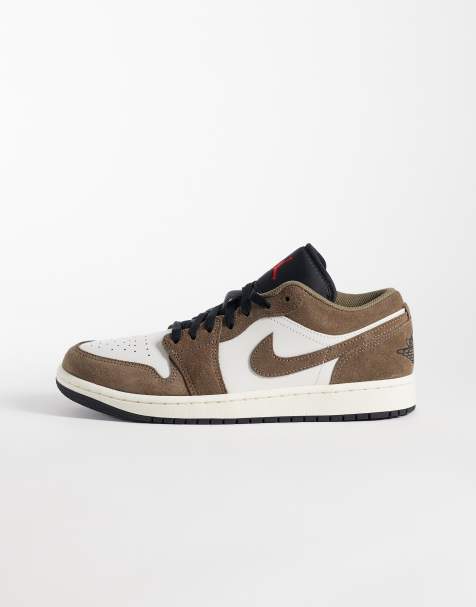 Nike Air Jordan 1 low sneakers i offwhite och brun mocka - view 1