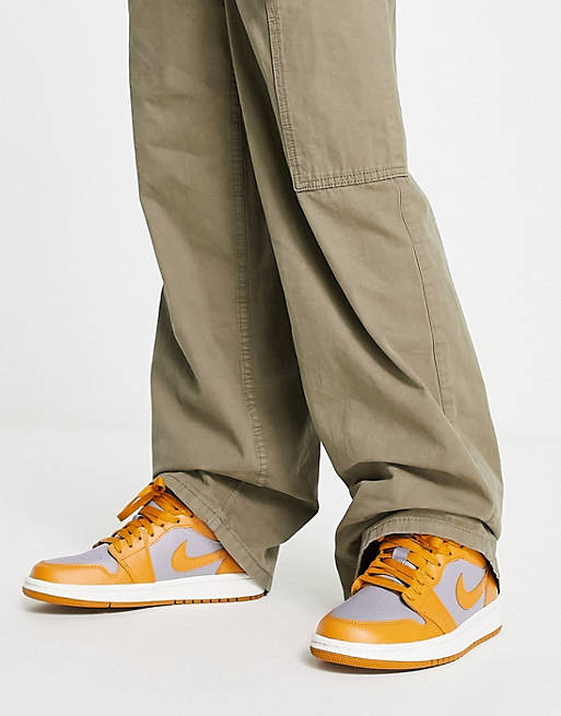 Nike Air Jordan 1 Low sneakers in gray and orange | ASOS