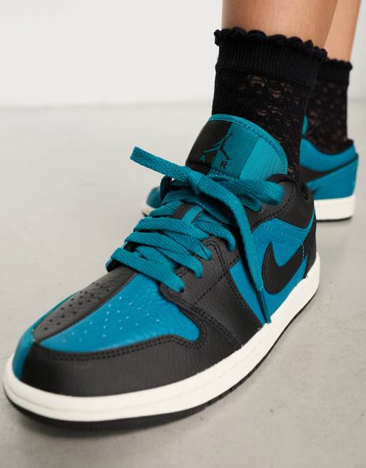 Black and store teal jordans