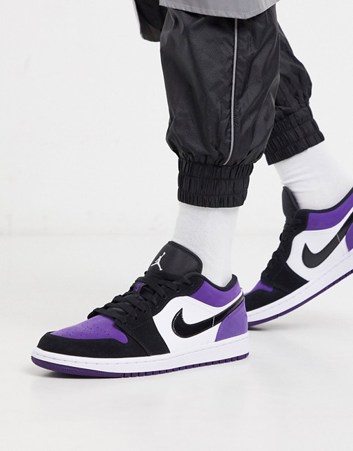 Nike Air Jordan 1 low trainer in white and purple 553558-125