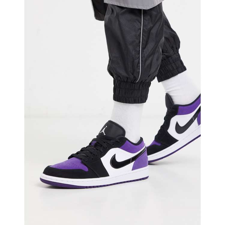 Nike air jordan 1 low trainer in white and purple hotsell