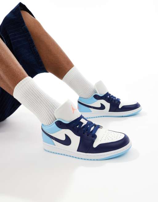 Nike Air Jordan 1 Low trainers in light blue, white and black