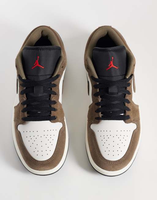 Nike Air Jordan 1 low trainers in off white and brown suede, 2 of 5